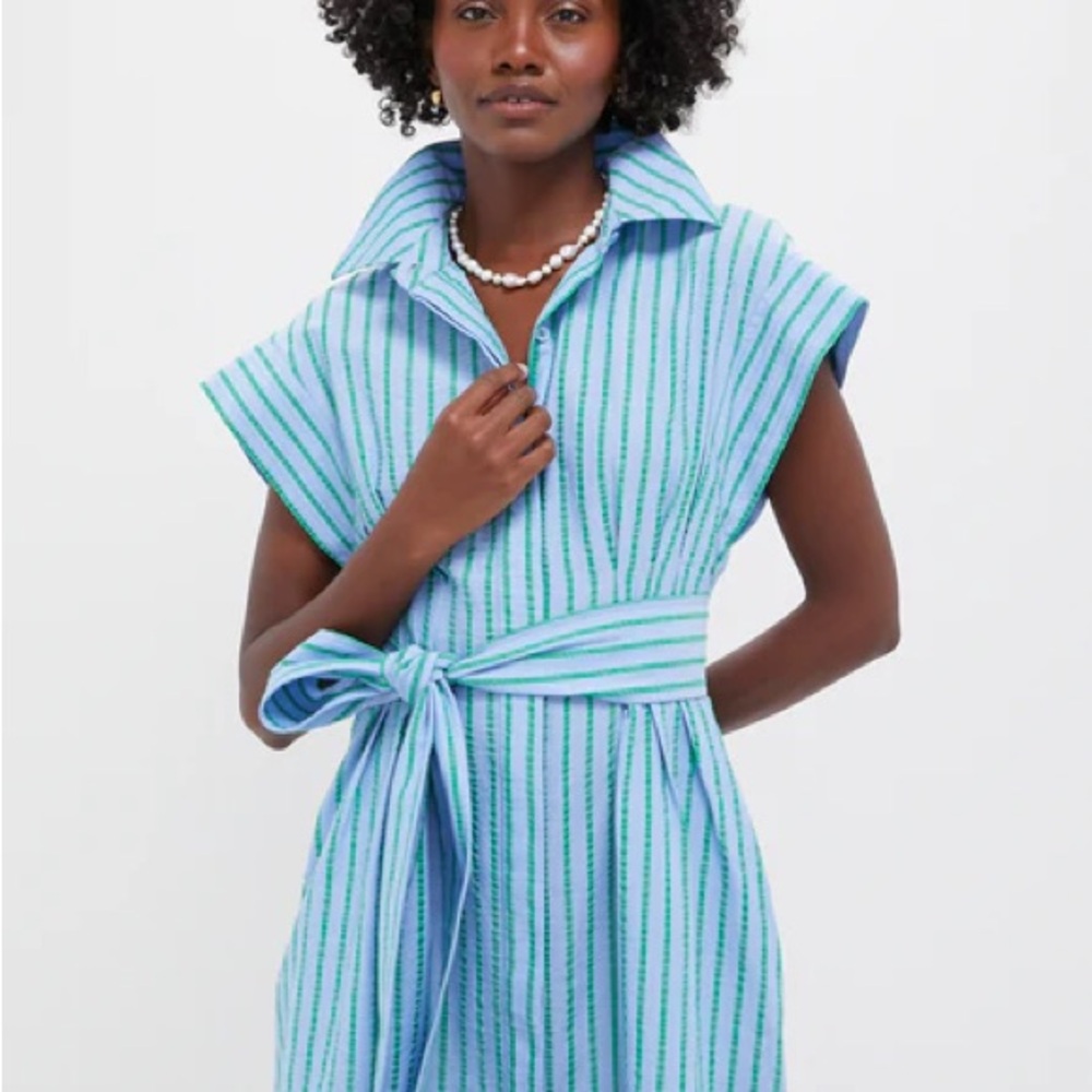 Delphinium Seersucker Mini Callie Dress